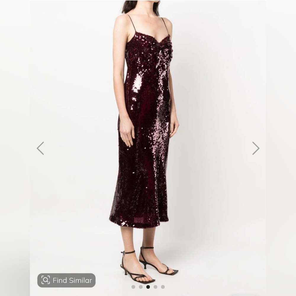 VINCE Wine Sequin Midi Dress